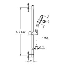 Ensemble de douche 2 jets 8l avec barre 600 mm Tempesta Cube 110 Chromé Réf. 26748003