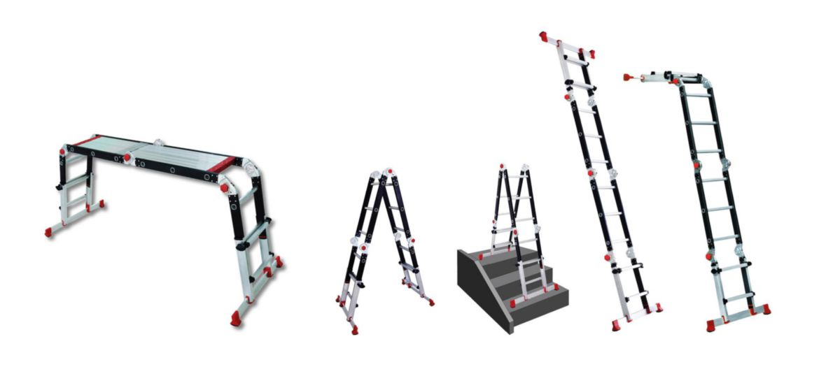 Échelle pliante télescopique Modulo Pro PF avec plateforme - H. 1,89 m