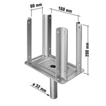 Fourche double entrée pour étai extérieur - 80x160 mm - Ø 32 mm