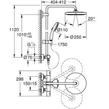 Tempesta Syst 250 Colonne de douche 9,5l avec mitigeur thermostatique Chromé Réf. 26671001