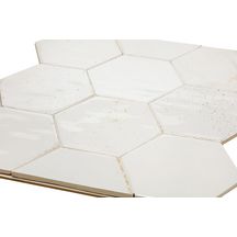 Carrelage hexagonal sol/mur grès cérame émaillé Loft - latte white brillant - 17,3x15 cm