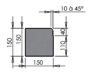 Bordure en béton type T2 basse longueur 25cm gris Réf. 520029