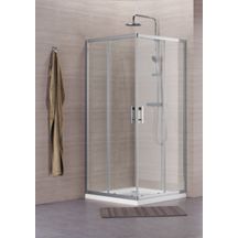 Paroi de douche Alterna Concerto accès d'angle coulissant L 90 x H 195 cm profilé argent brillant verre transparent