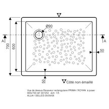 Receveur Bastia céramique 90 x 70 extra-plat à poser avec traitement du fond de cuves pour bonde siphoïde de 90 Réf. 00725200000001