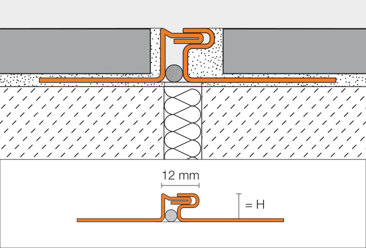 Profilé de fractionnement Dilex-EDP - acier inox - H. 11 mm - L. 2 m