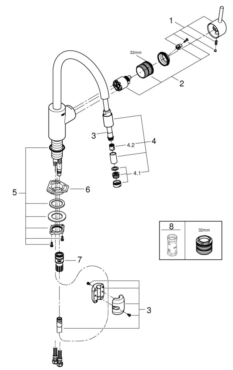 Mitigeur évier CONCETTO III, monocommande, bec haut orientable, chromé Réf. 32663003