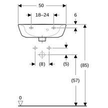 lave-mains geberit renova: b=50cm, t=40cm, trou de robinetterie=au centre, trop-plein=visible, blanc Réf. 500.376.01.1