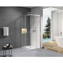 Paroi de douche Alterna Concerto accès en angle un côté réversible longueur 80 cm profilé argent brillant verre transparent