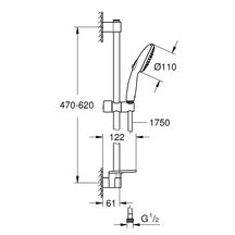 Ensemble de douche 3 jets 8l avec barre 600 mm et tablette Tempesta 110 Chromé Réf. 27600003