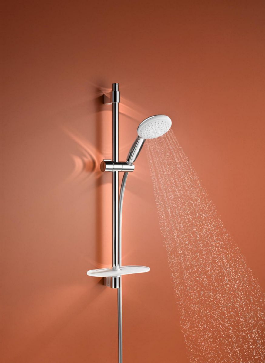 Ensemble de douche 3 jets 8l avec barre 600 mm et tablette Tempesta 110 Chromé Réf. 27600003