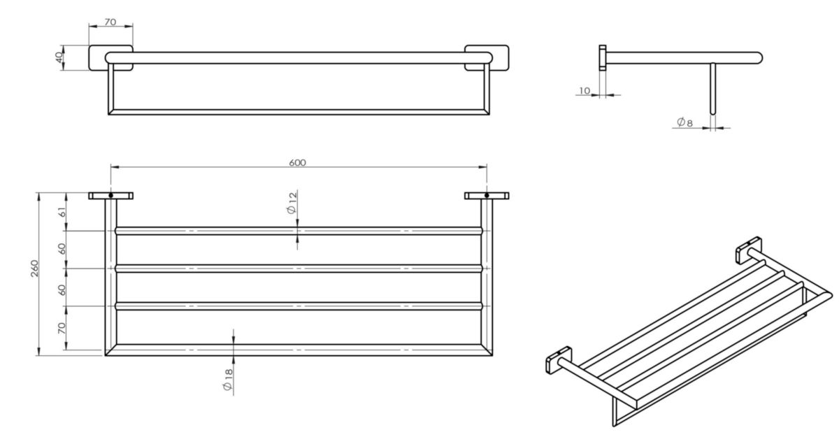 Rack porte-serviettes Alterna Day By Day, 60 cm