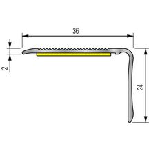 Nez de marche adhésif 6V A - aluminium anodisé naturel - 24x36 mm - L. 1,1 m - ép. 2 mm