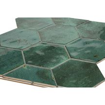 Carrelage hexagonal sol/mur grès cérame émaillé Loft - emerald green brillant - 17,3x15 cm