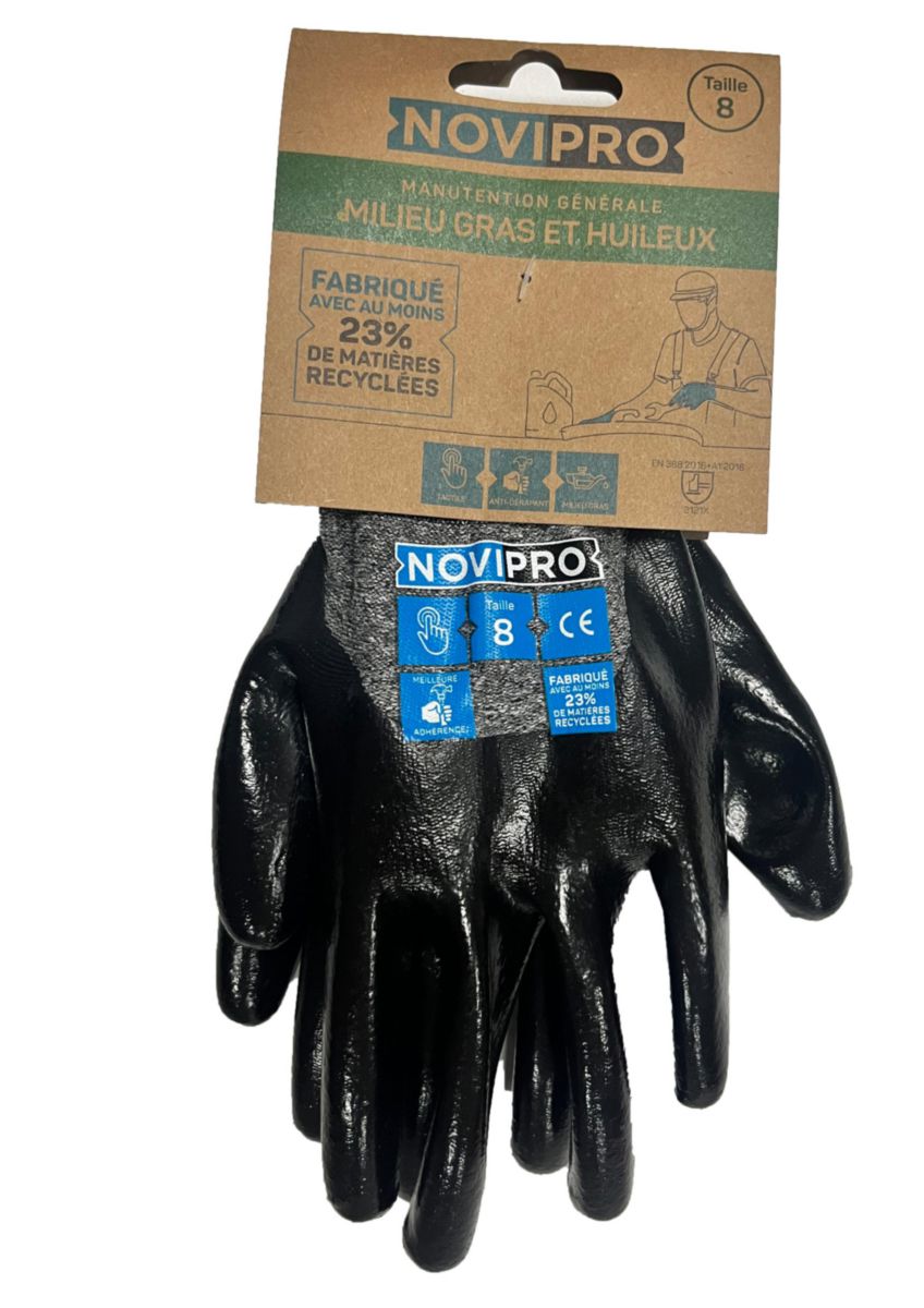 Gants manutention générale - milieu gras et huileux T8 Novipro