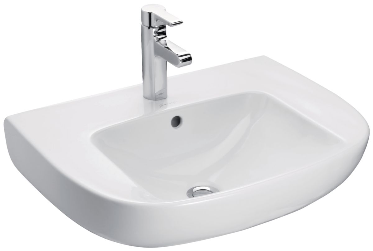 Lavabo ODEON UP 60 x 49 cm, percé 1 trou, avec cache trop-plein chromé E4061, blanc Réf. E4736-00