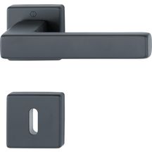 Garniture sur rosace pour porte intérieure Toulon - clé L - aluminium noir mat F9714M