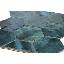 Carrelage hexagonal sol/mur grès cérame émaillé Loft - saphire blue brillant - 17,3x15 cm