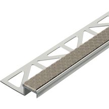 Profilé nez de marche avec insert 13 mm Diamondstep - aluminium anodisé/PVC sand - H. 11 mm - L. 2,5 m