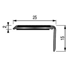 Nez de marche 25B anodisé naturel à bande noire - 25x15 mm - L. 1,10 m