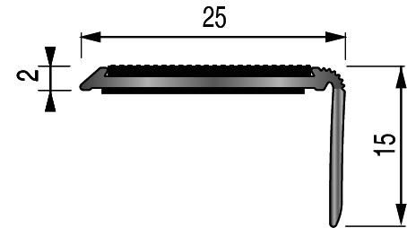 Nez de marche 25B anodisé naturel à bande noire - 25x15 mm - L. 1,10 m