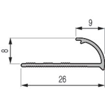 Quart de rond ouvert - PVC blanc - pour revêtement ép. 8 mm - L. 2,5 m