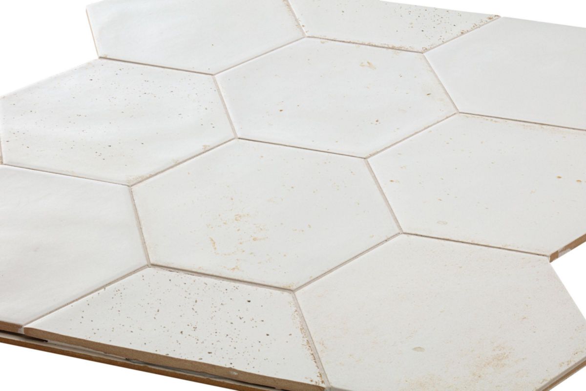 Carrelage hexagonal Loft - grès cérame émaillé - latte white mat - 17,3x15x0,8 cm