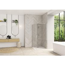 Paroi de douche Smart Design retour fixe sans seuil 90 cm profilé chromé verre transparent Réf. PA90154CTNE