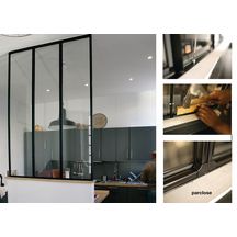 Verrière atelier acier 3 partitions H 1200 X 1000 mm - vitrage feuilleté 33/2 de 6 mm clair - thermolaquée RAL Noir 9005 satiné