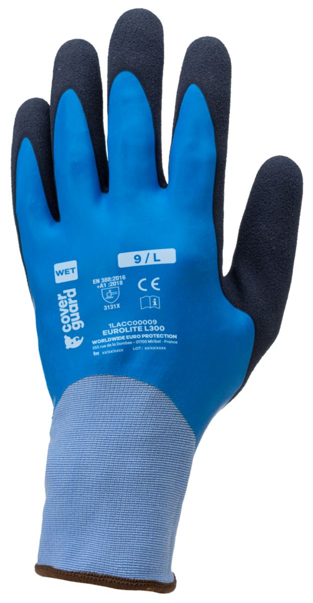 Gants Eurolite L300 15g latex bleu double enduc *car* T10 Réf. 1LACC0P010