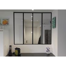 Verrière atelier acier 4 partitions H 1200 X 1340 mm - vitrage feuilleté 33/2 de 6 mm clair - thermolaquée RAL Noir 9005 satiné