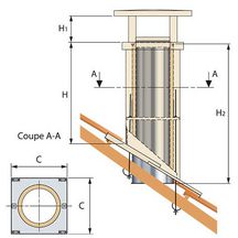 Sortie de toit Tradinov crépie carrée diamètre 230 mm pente 25/39% Poujoulat crépi ocre ref 1230400