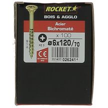 Vis bois/agglo Rocket Pozi Ø 6x120/70 mm - boîte de 100 pcs