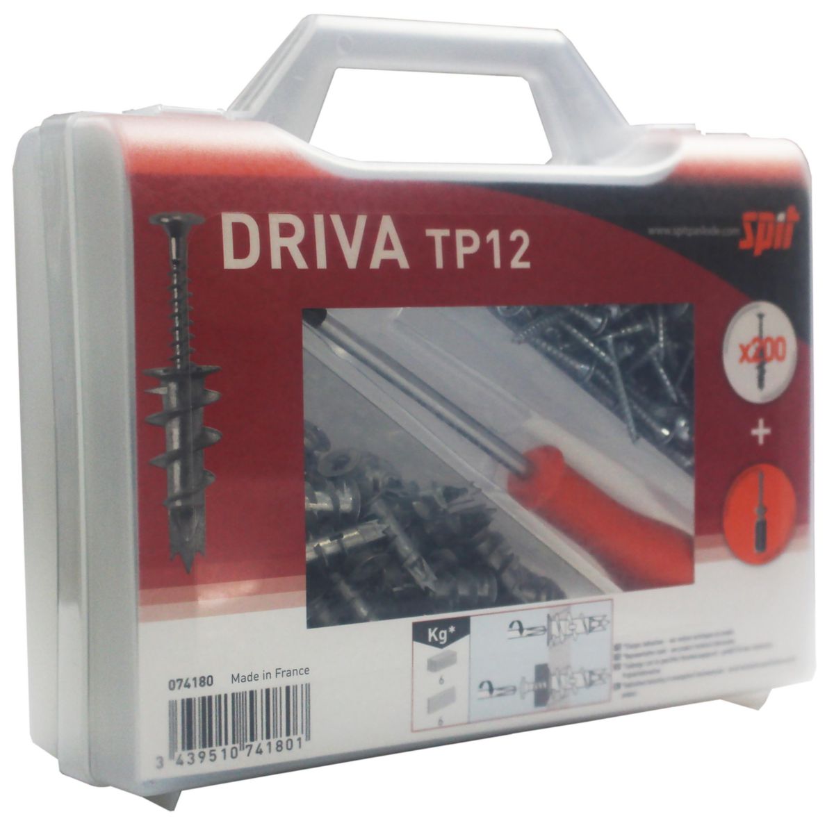 Coffret cheville Driva TP12 boîte de 200 réf. 074180