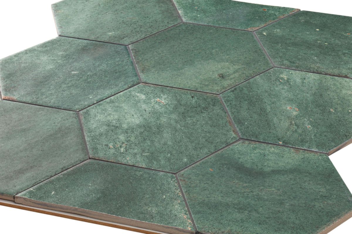 Carrelage hexagonal Loft - grès cérame émaillé - emerald green mat - 17,3x15x0,8 cm