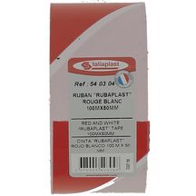 Ruban signalisation de chantier Rubaplast - rouge/blanc - rouleau de 100 m x 50 mm