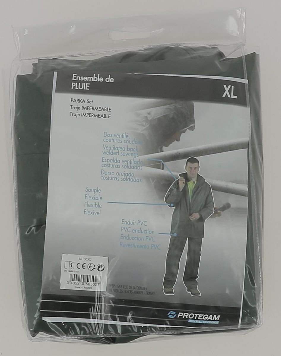 Ensemble de pluie souple PVC - vert - taille XL