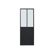 Cloison verrière atelier acier H 2490 X 670 - avec soubassement tôlé H 990 - 2 vitrages - verre feuilleté 33/2 de 6 mm clair - thermolaquée RAL NOIR 9005 satiné