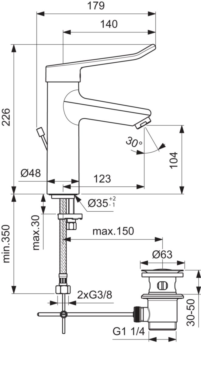 Mitigeur OKYRIS PRO lavabo manette ajourée vidage métal chromé réf. D2469AA