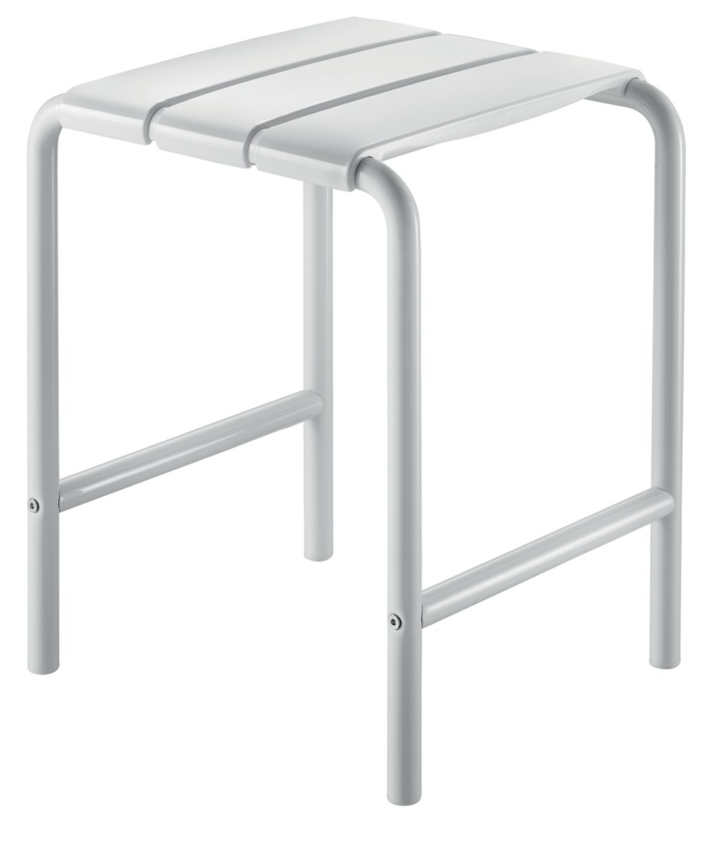 Tabouret lattes en plastiques tube aluminium époxy blanc réf. 510418