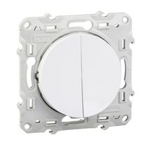 Double interrupteur va-et-vient 10 A Odace - sans plaque - blanc brillant - 71x71x33,6 mm