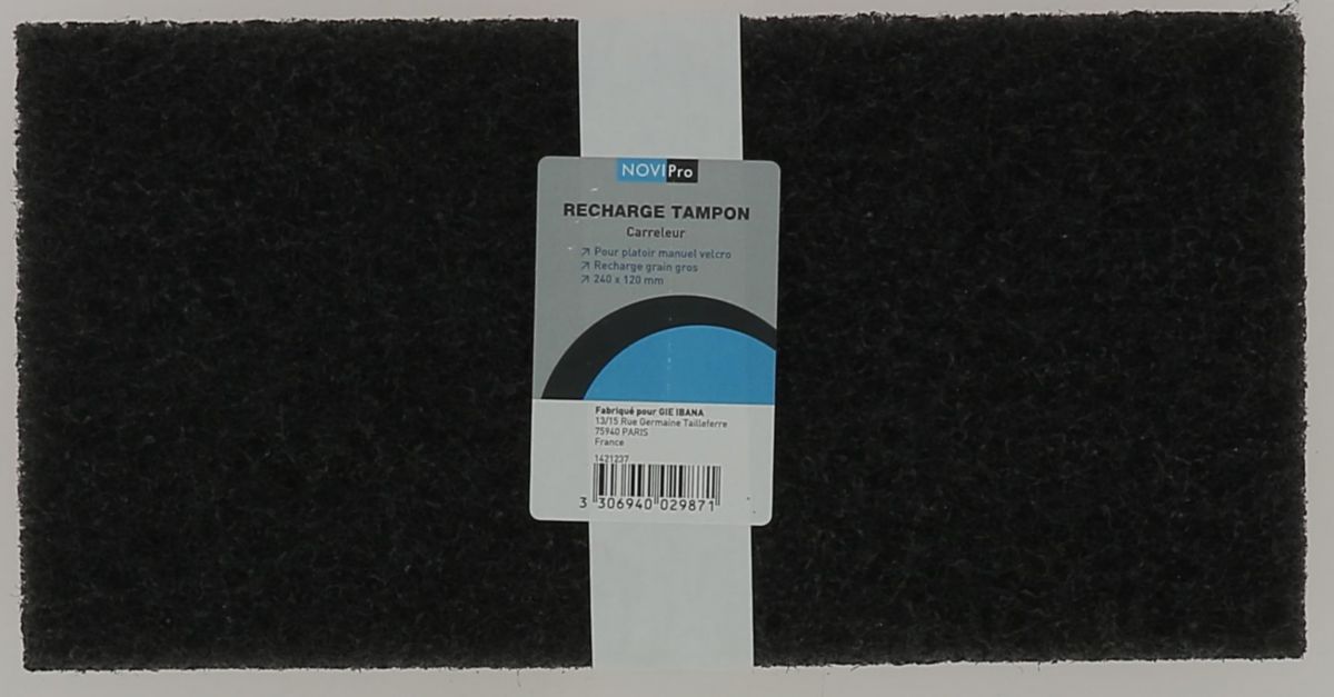 Tampon de rechange pour platoir velcro TAF - noir/gros grain - 24x12 cm