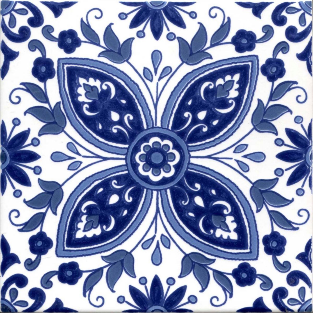 Frise décorative faïence Zina bleu - 20x20 cm