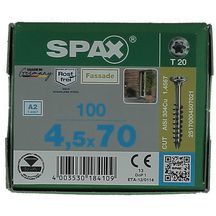 Vis Torx autoforeuse à tête bombée pour façade en bois - inox A2 - Ø 4,5x70 mm - boîte de 100 pcs