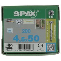 Vis Torx de façade à tête bombée - inox A2 - Ø 4,5x50 mm - boîte de 200 pcs