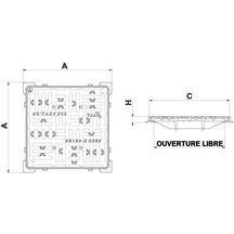 Grille plate avec cadre C250 500 x 500 PMR