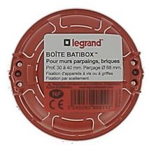 Boîte d'encastrement Batibox ronde à vis pour maçonnerie - 1 poste - Ø 67 mm - P. 30/40 mm