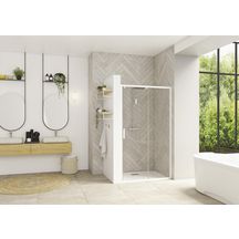 Paroi de douche Smart Design coulissante 160 cm profilé blanc verre transparent Réf. PA90253BTNE