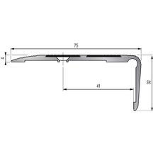 Nez de marche en alu anodisé naturel 6T - à visser - L. 3 m - 75x32 mm