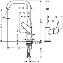 Mitigeur de lavabo bec haut FOCUS 240 Chromé réf. 31609000