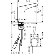 Robinetterie électronique FOCUS, pour lavabo, avec manette de réglage de température, sur secteur, chromé réf. 31173000